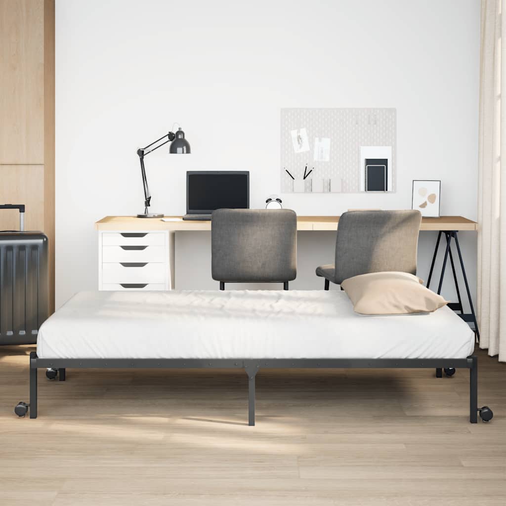 sengeramme uden madras foldbare 100x200 cm stål sort