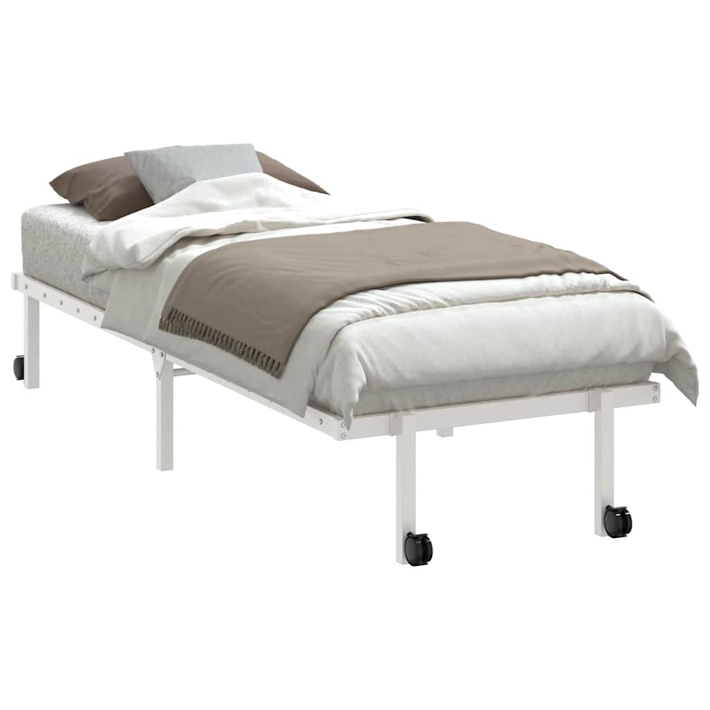 sengeramme uden madras foldbare 75x190 cm stål hvid