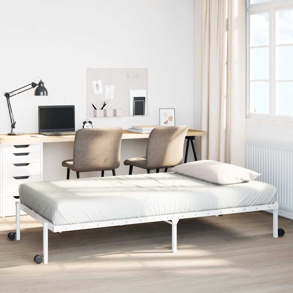 sengeramme uden madras foldbare 75x190 cm stål hvid