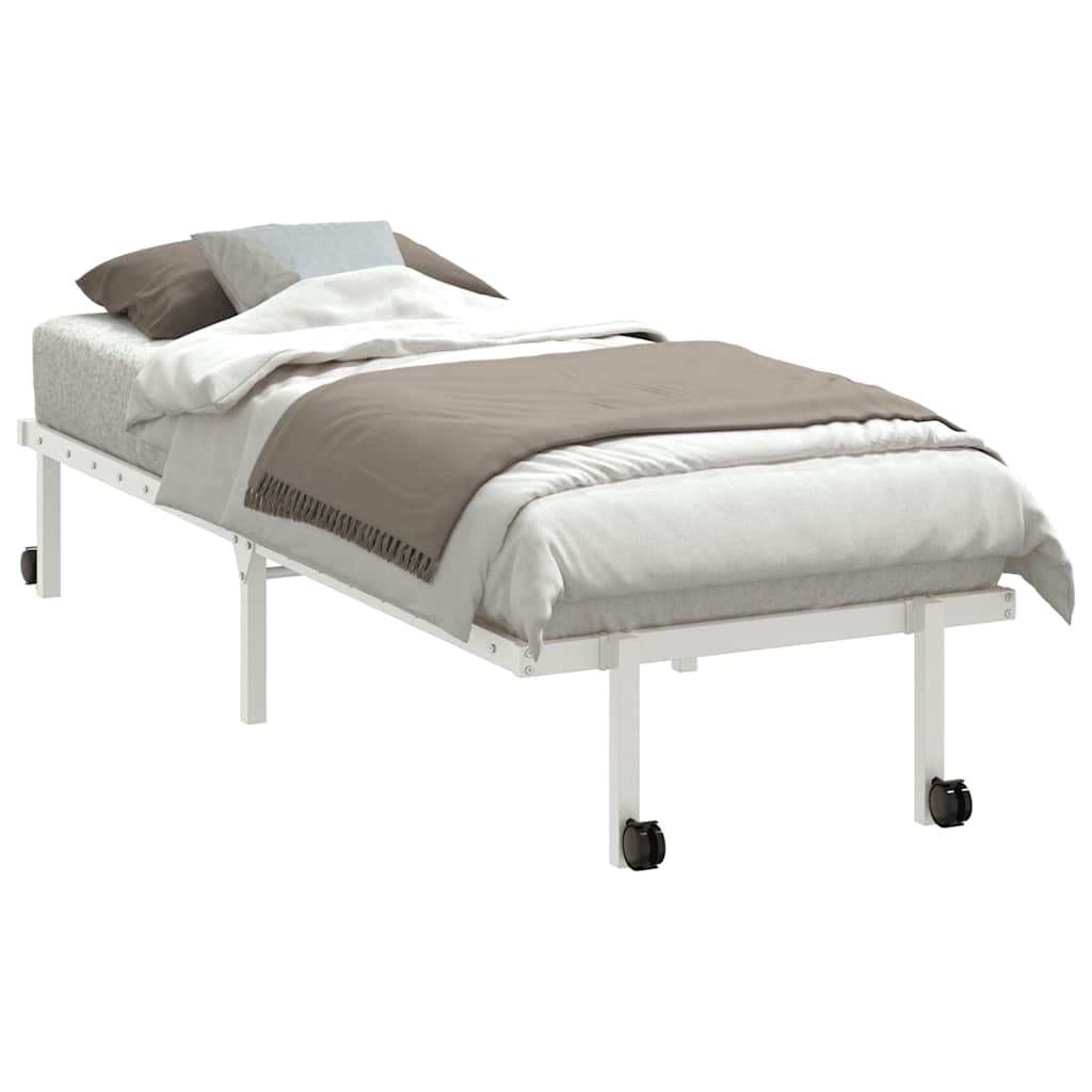 sengeramme uden madras foldbare 80x200 cm stål hvid