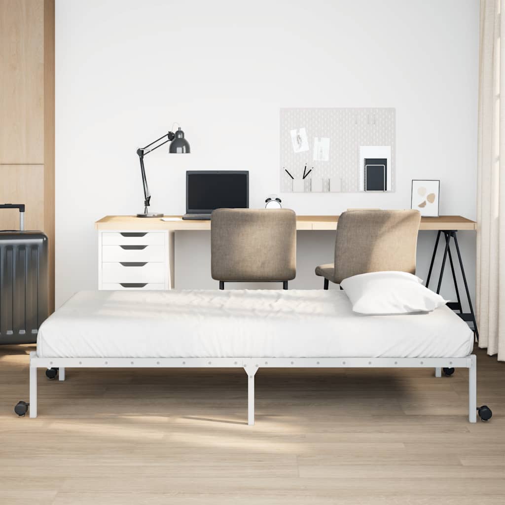 sengeramme uden madras foldbare 80x200 cm stål hvid