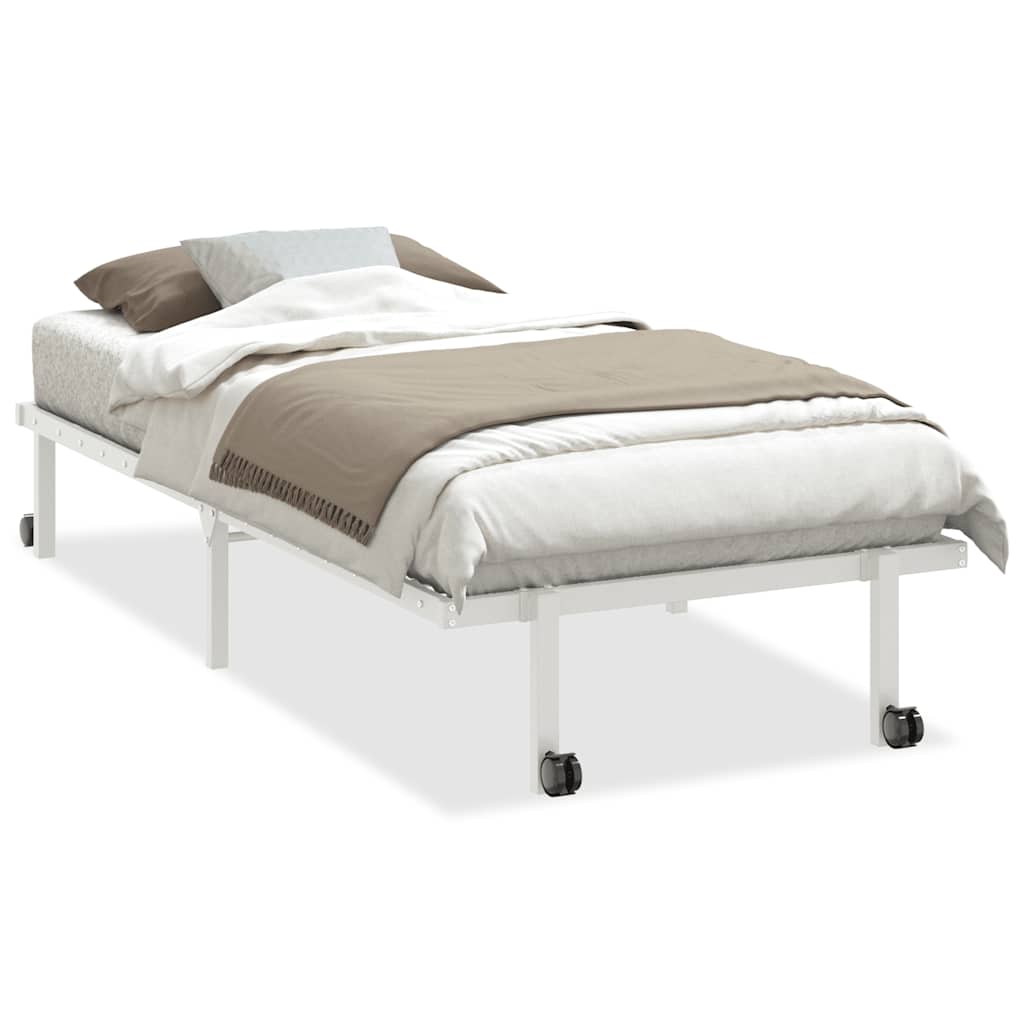 sengeramme uden madras foldbare 90x190 cm stål hvid