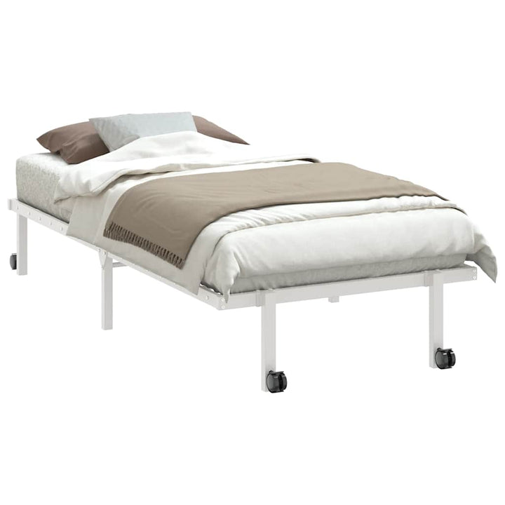 sengeramme uden madras foldbare 90x190 cm stål hvid