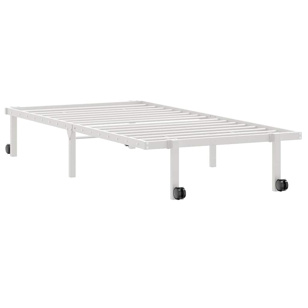 sengeramme uden madras foldbare 90x190 cm stål hvid