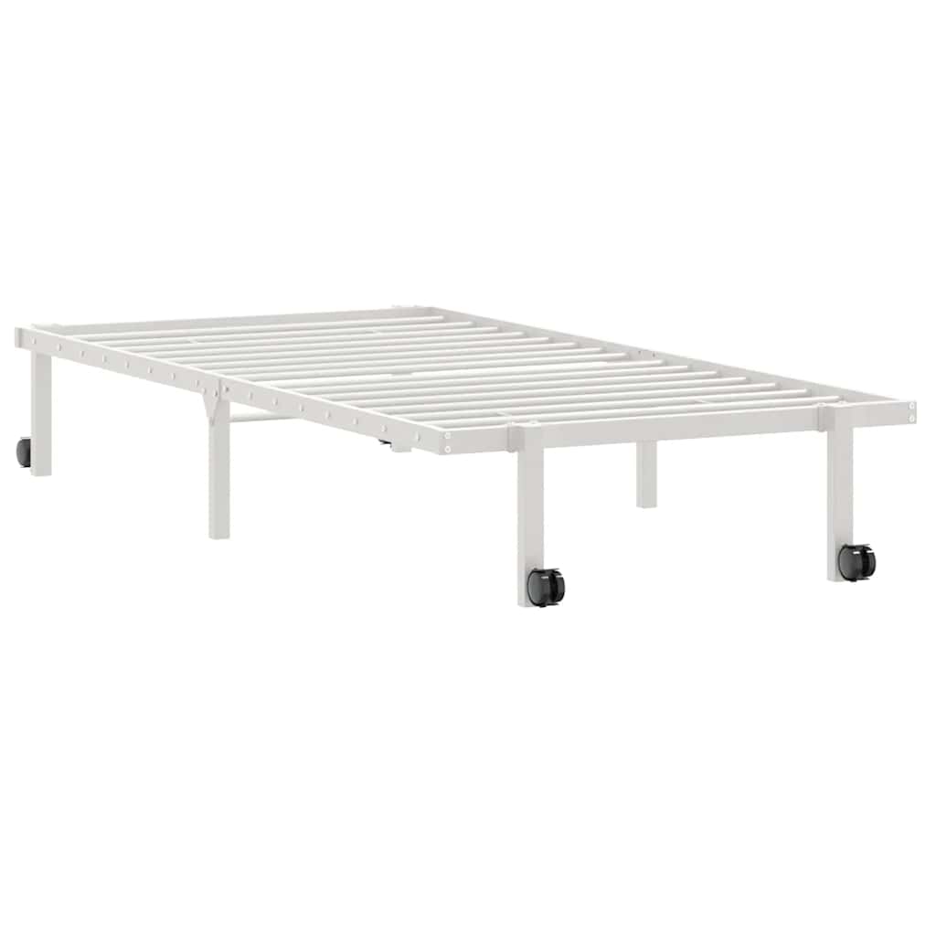 sengeramme uden madras foldbare 90x200 cm stål hvid