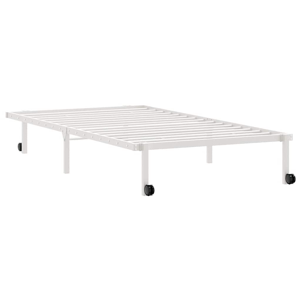 sengeramme uden madras foldbare 100x190 cm stål hvid