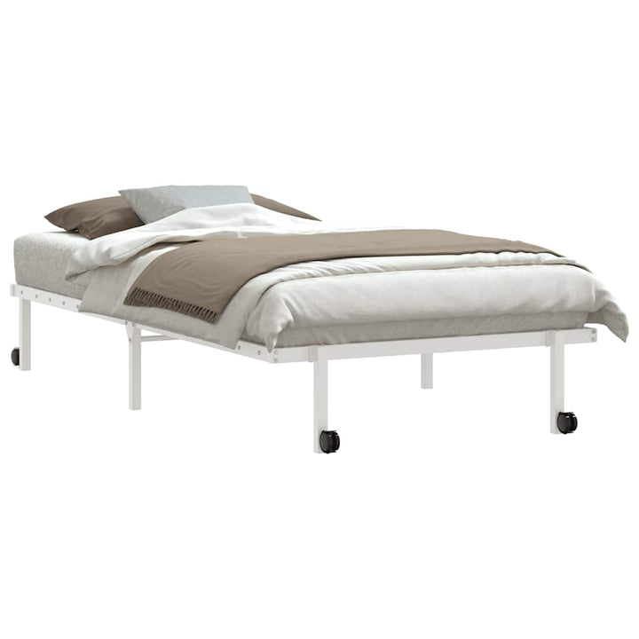 sengeramme uden madras foldbare 100x200 cm stål hvid