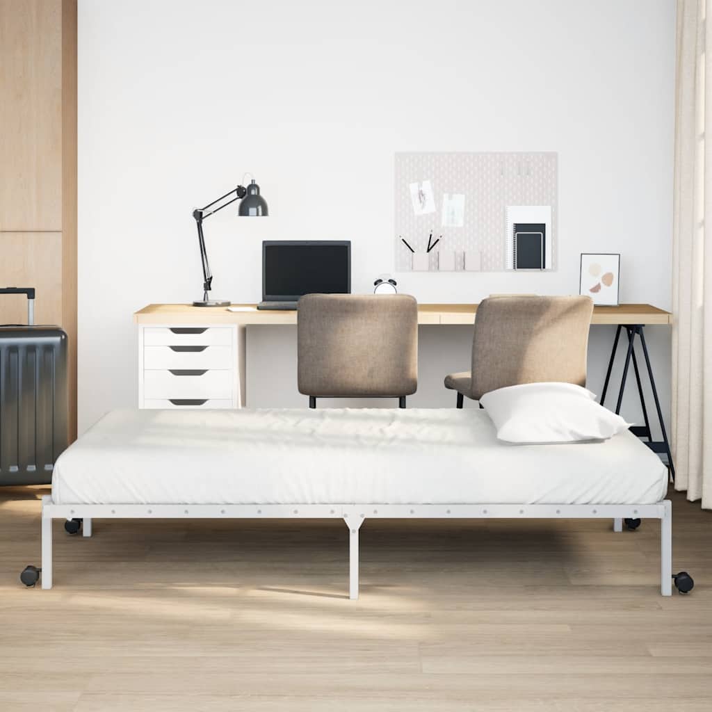 sengeramme uden madras foldbare 100x200 cm stål hvid