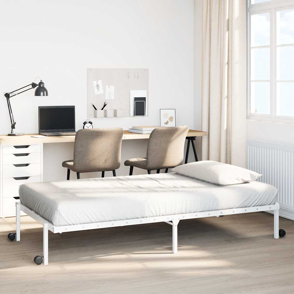 sengeramme uden madras foldbare 100x200 cm stål hvid
