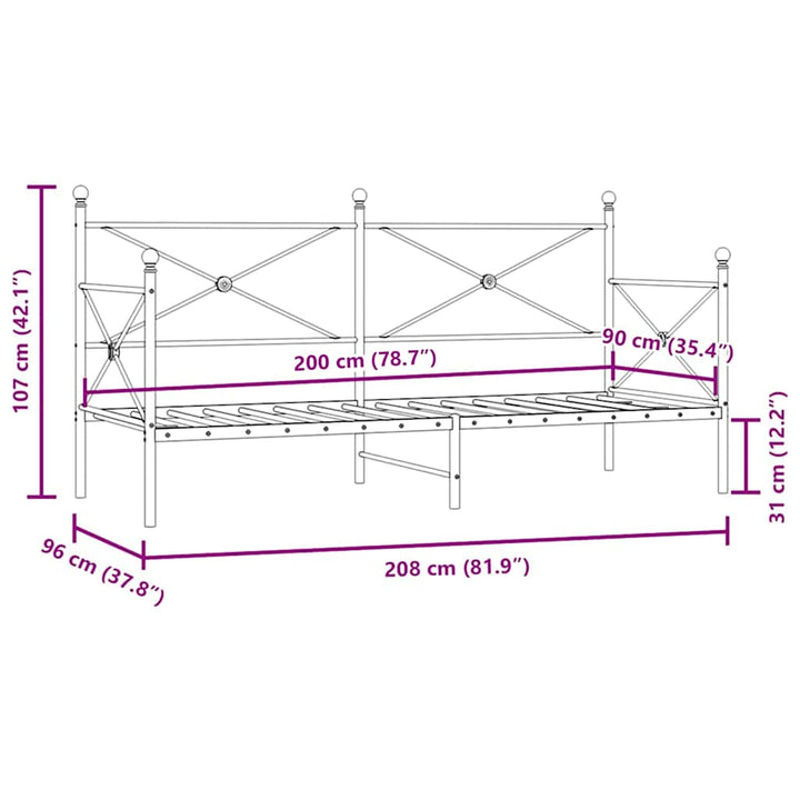 daybed uden madras 90x200 cm stål sort