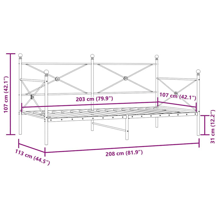 daybed uden madras 107x203 cm stål sort