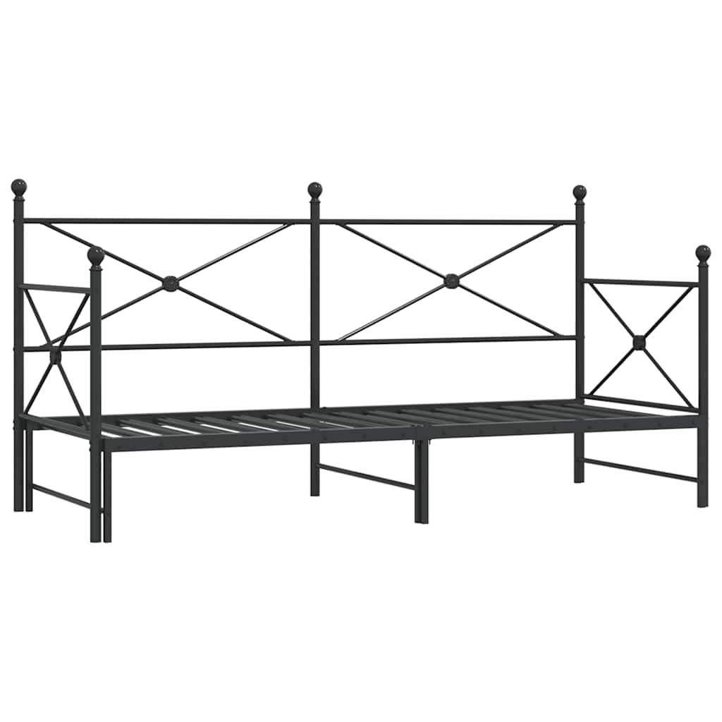 daybed med udtræk uden madras 75x190 cm stål sort