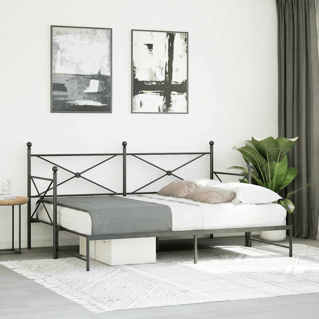 daybed med udtræk uden madras 75x190 cm stål sort