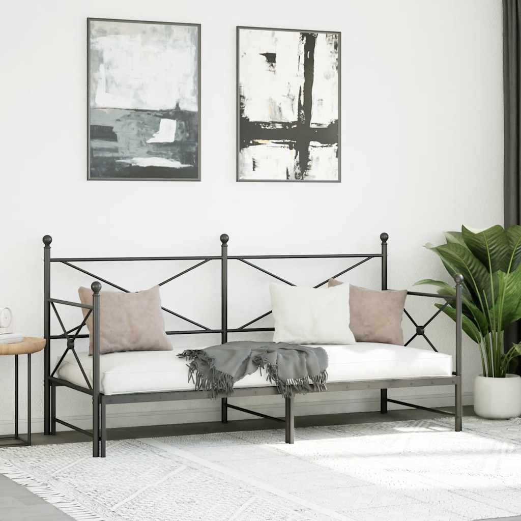 daybed med udtræk uden madras 75x190 cm stål sort
