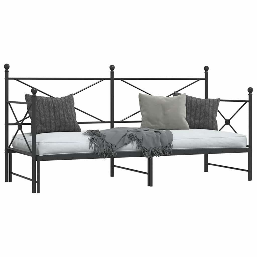 daybed med udtræk uden madras 75x190 cm stål sort