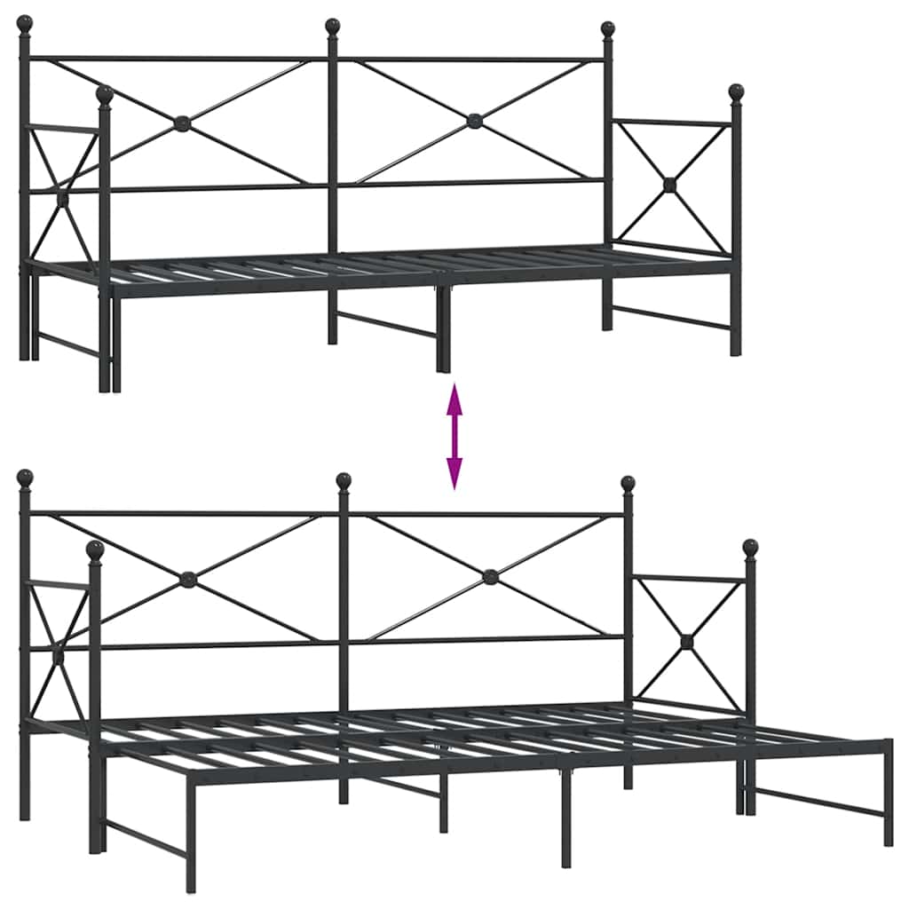 daybed med udtræk uden madras 75x190 cm stål sort