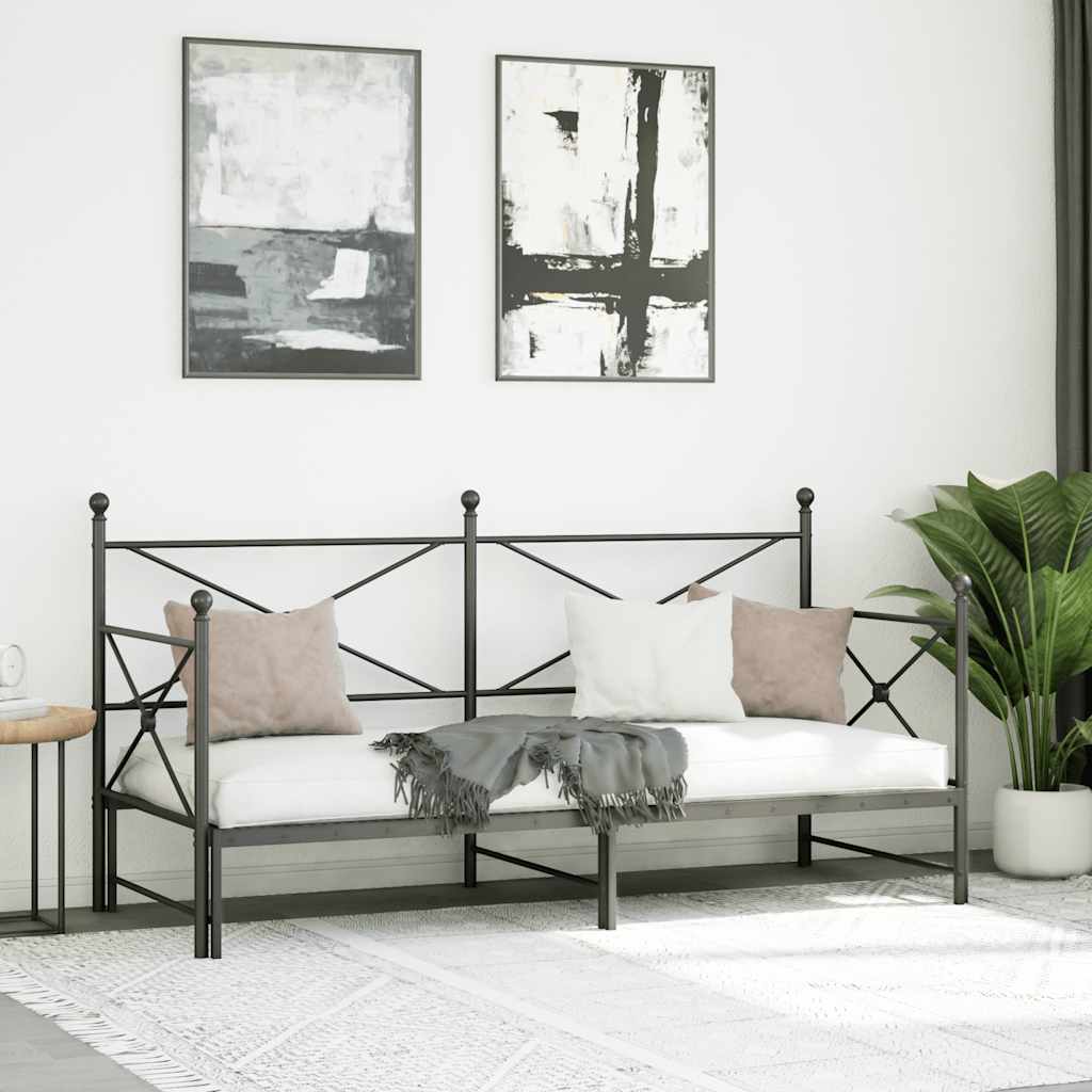 daybed med udtræk uden madras 90x190 cm stål sort