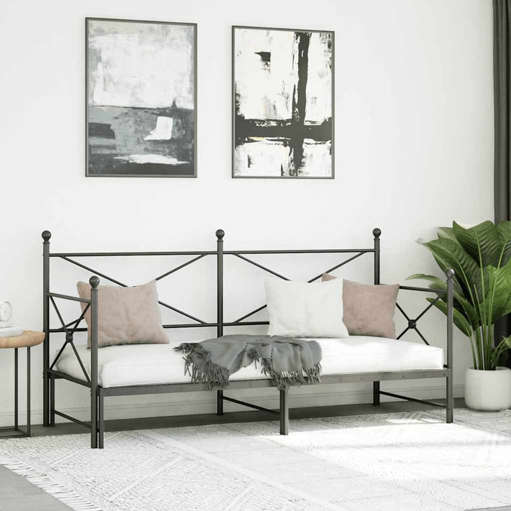 daybed med udtræk uden madras 90x190 cm stål sort