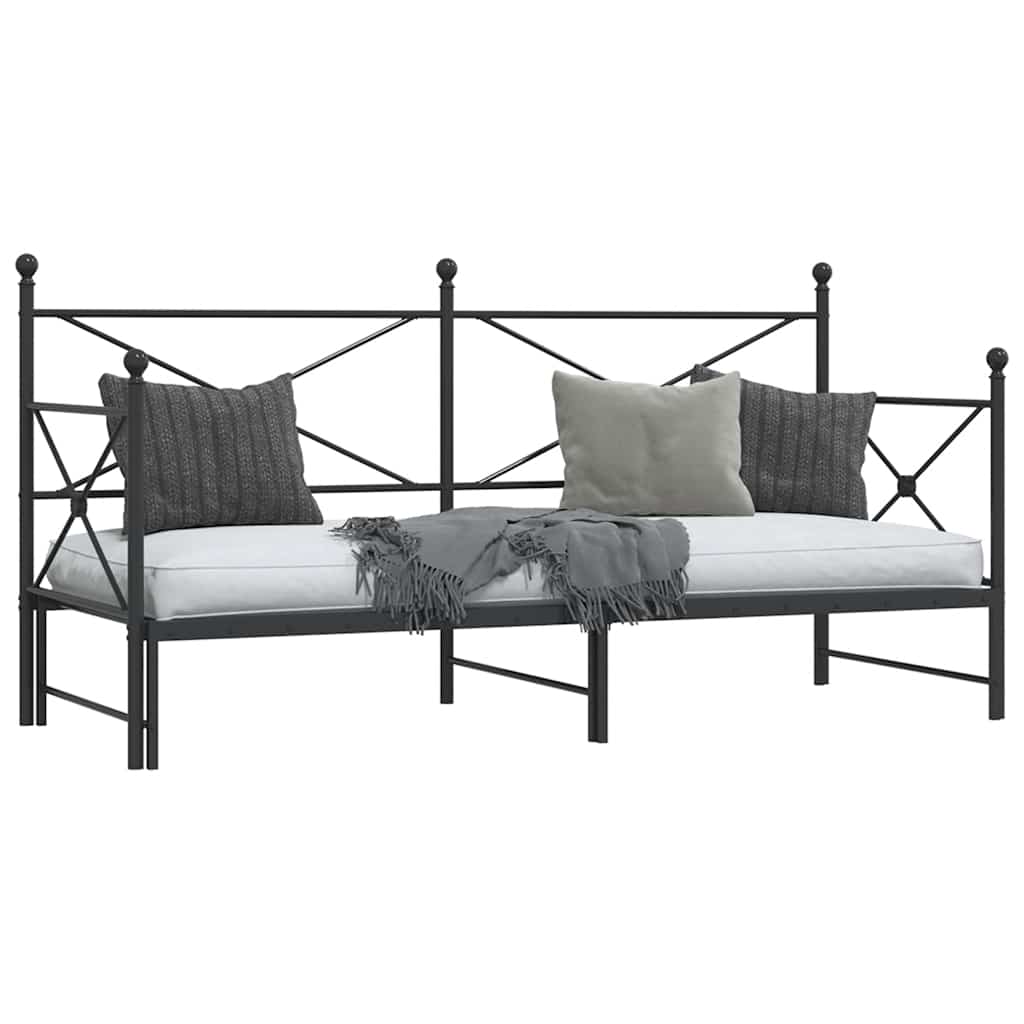 daybed med udtræk uden madras 90x190 cm stål sort
