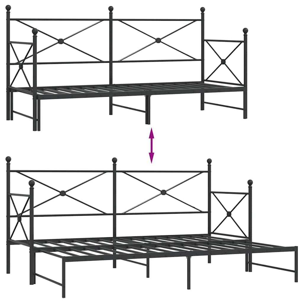 daybed med udtræk uden madras 90x190 cm stål sort