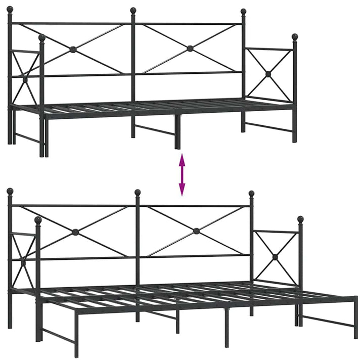 daybed med udtræk uden madras 90x190 cm stål sort