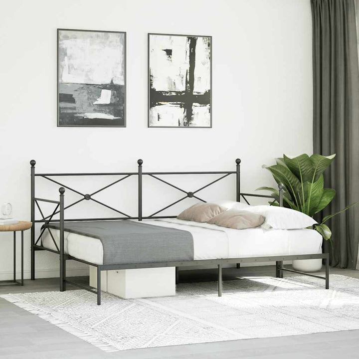 daybed med udtræk uden madras 90x200 cm stål sort