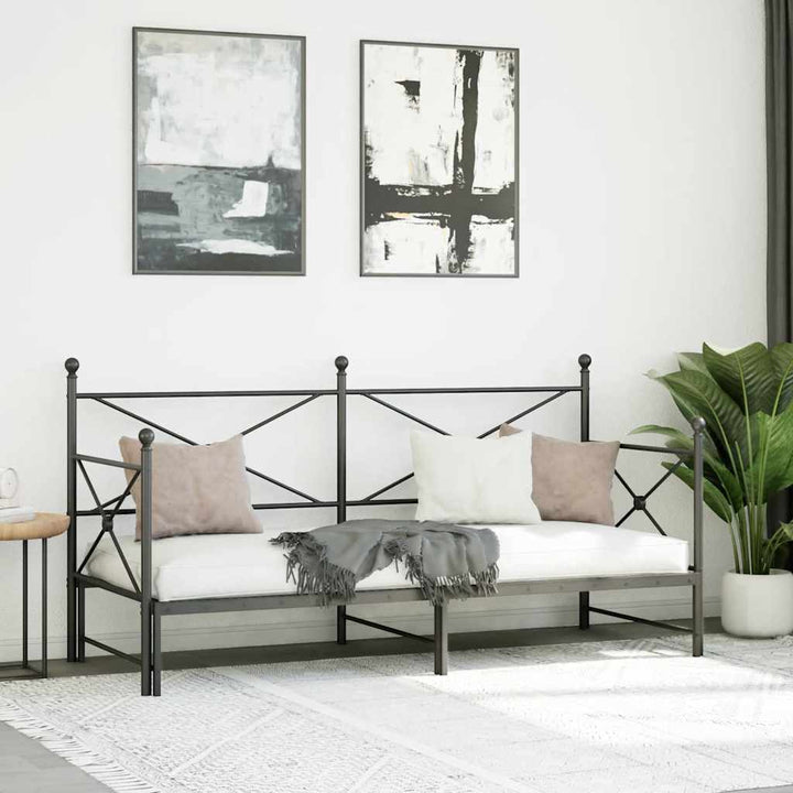 daybed med udtræk uden madras 90x200 cm stål sort