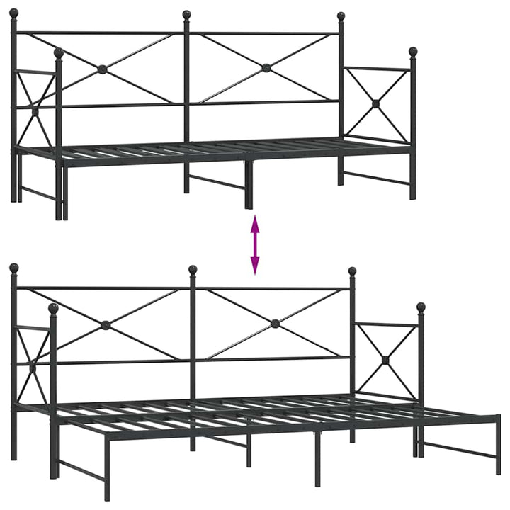 daybed med udtræk uden madras 90x200 cm stål sort