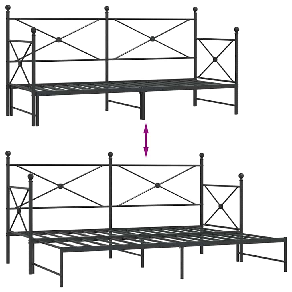 daybed med udtræk uden madras 90x200 cm stål sort
