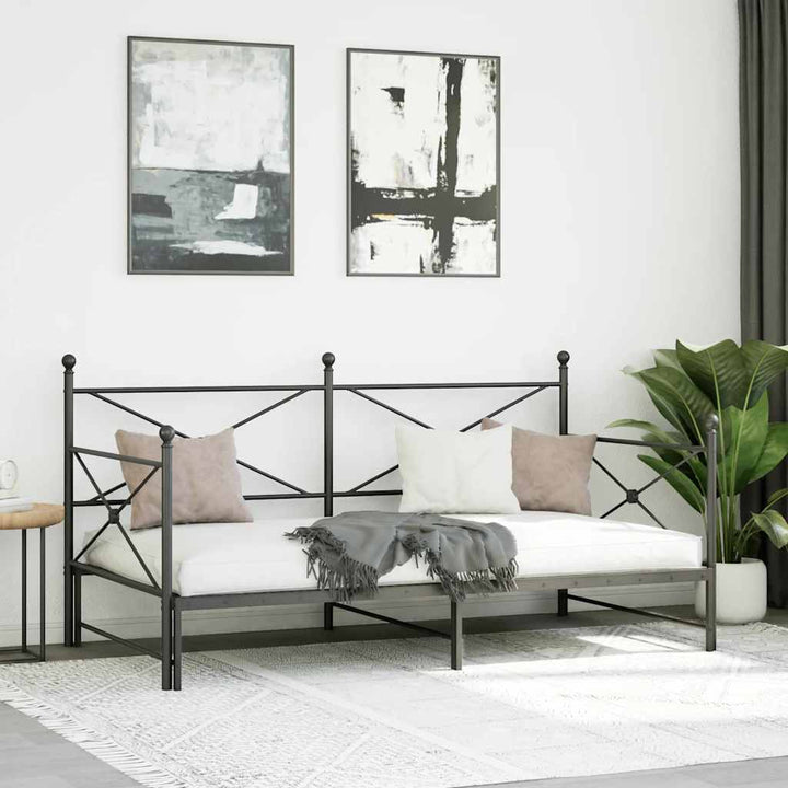 daybed med udtræk uden madras 100x200 cm stål sort