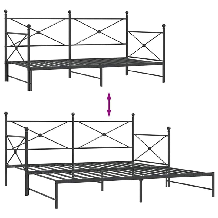 daybed med udtræk uden madras 100x200 cm stål sort