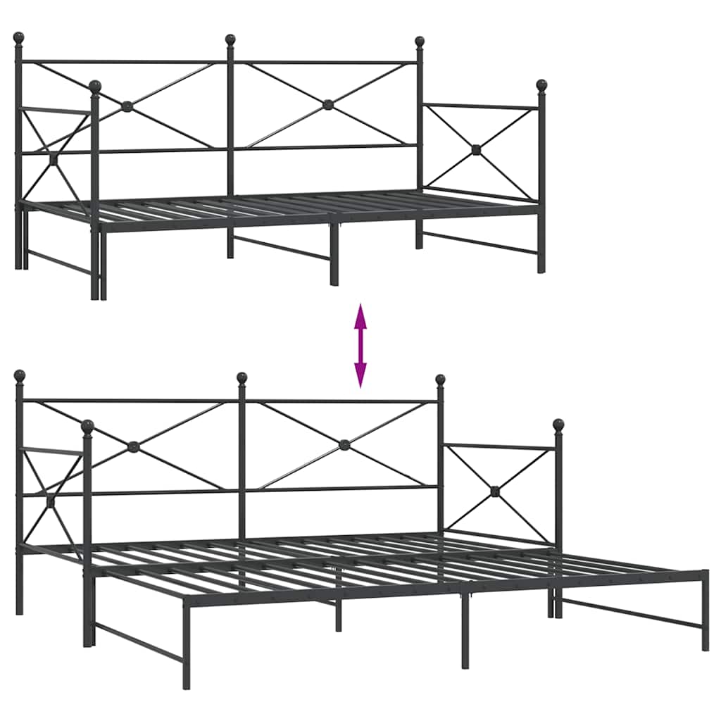daybed med udtræk uden madras 107x203 cm stål sort