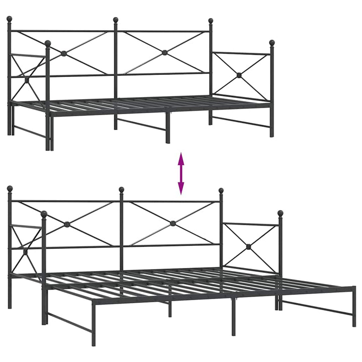 daybed med udtræk uden madras 107x203 cm stål sort