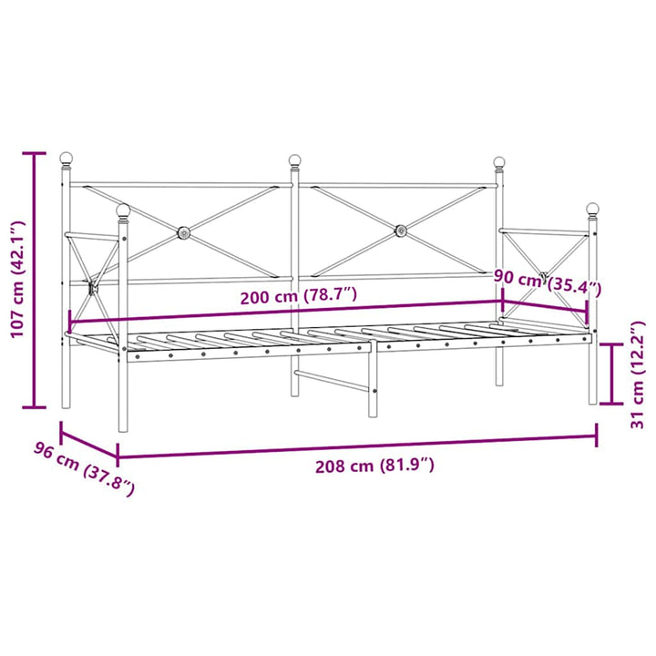 daybed uden madras 90x200 cm stål hvid