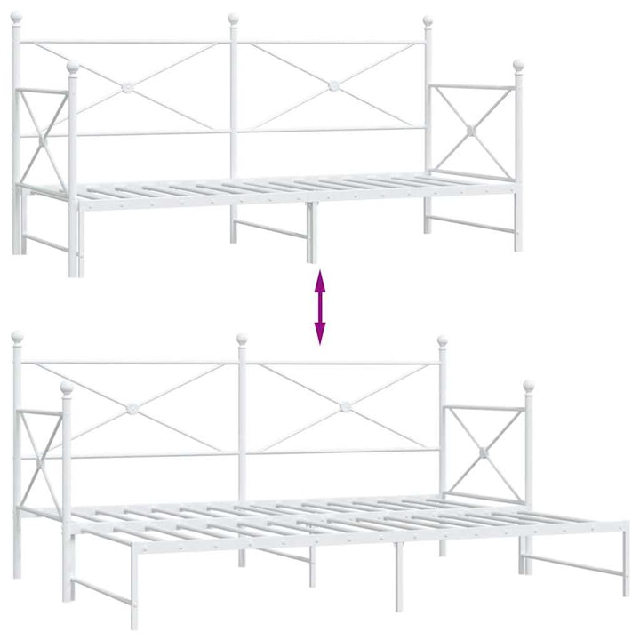 daybed med udtræk uden madras 75x190 cm stål hvid