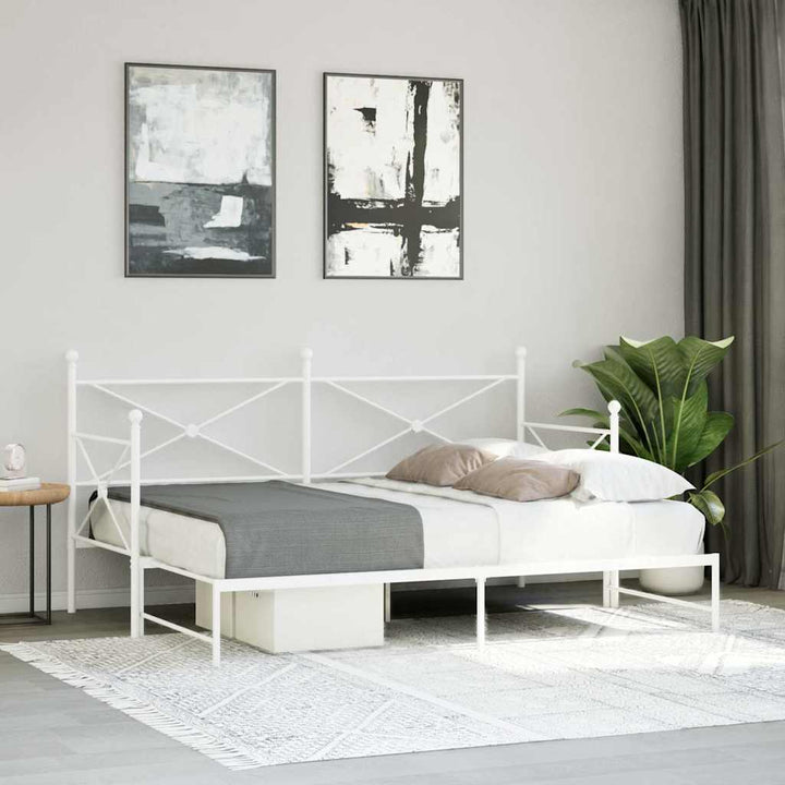 daybed med udtræk uden madras 80x200 cm stål hvid