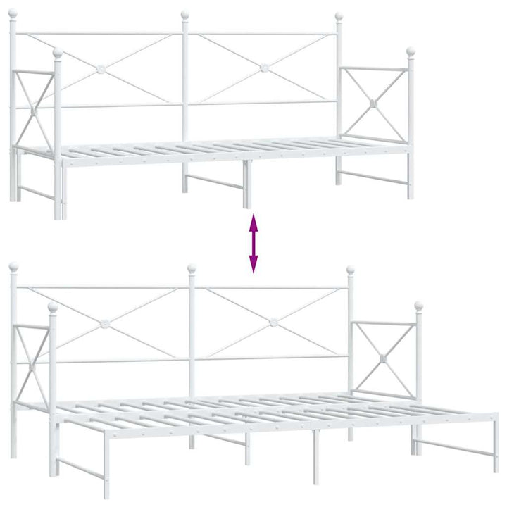 daybed med udtræk uden madras 80x200 cm stål hvid