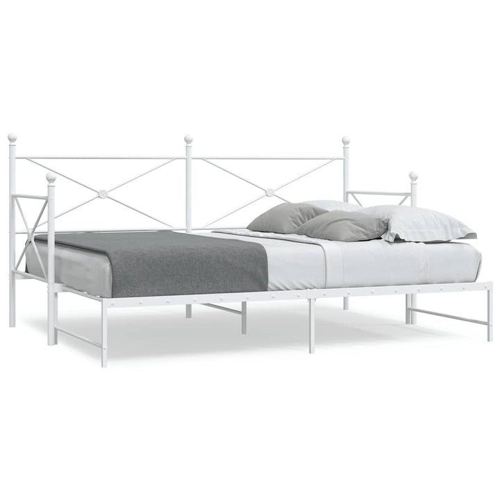daybed med udtræk uden madras 80x200 cm stål hvid