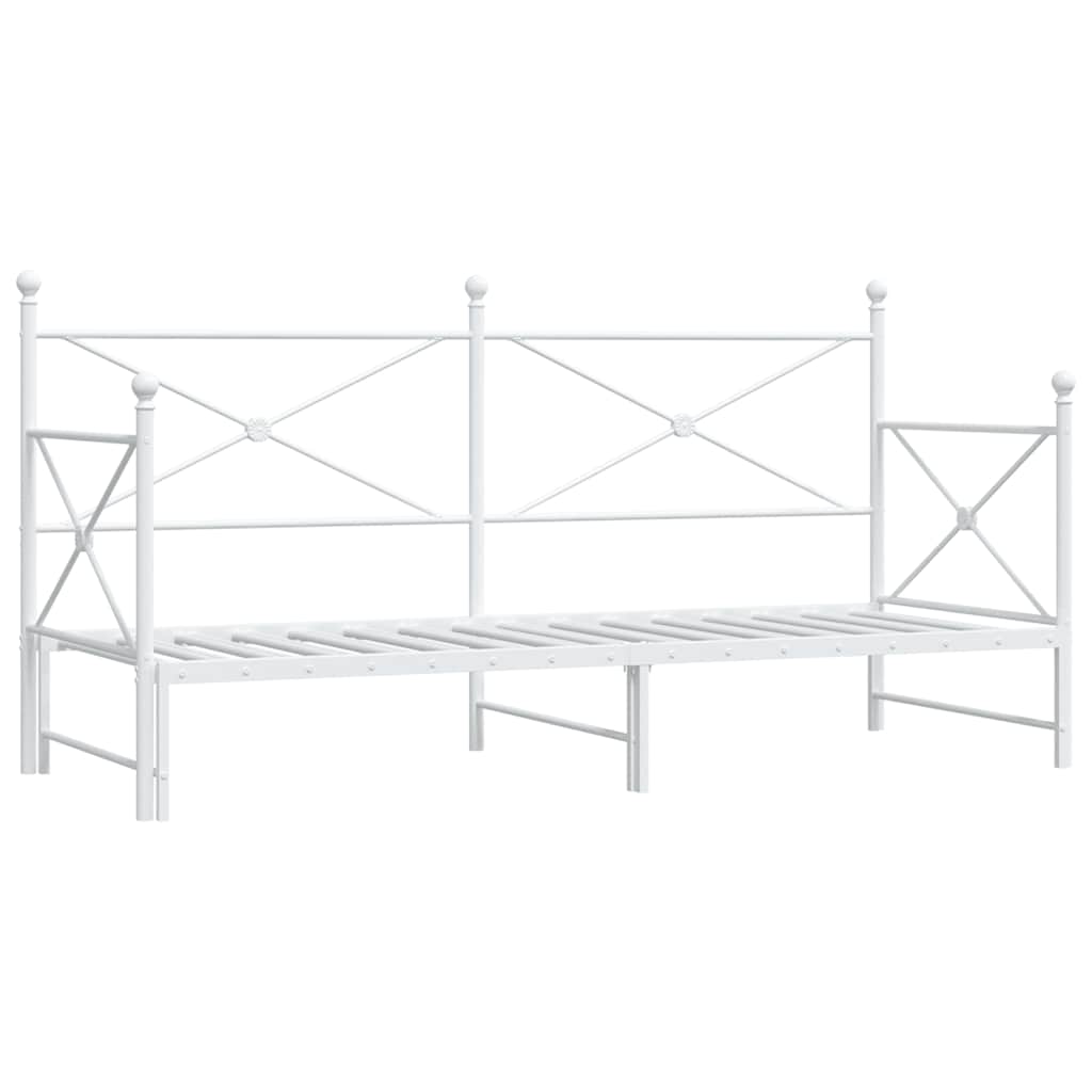 daybed med udtræk uden madras 90x190 cm stål hvid