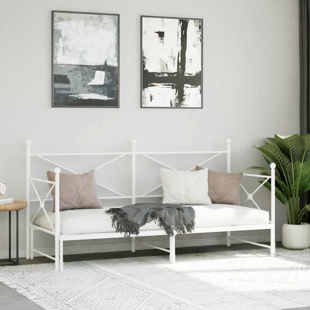 daybed med udtræk uden madras 90x190 cm stål hvid