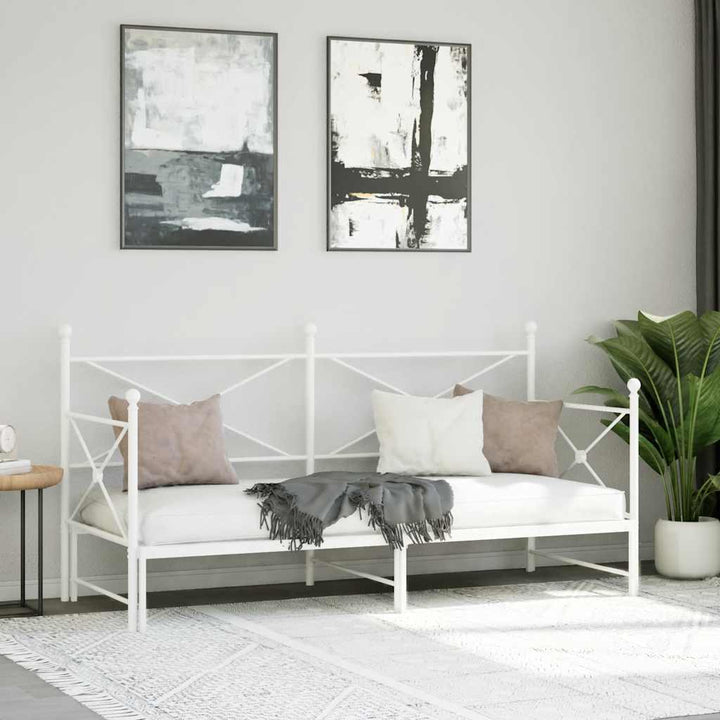 daybed med udtræk uden madras 90x190 cm stål hvid