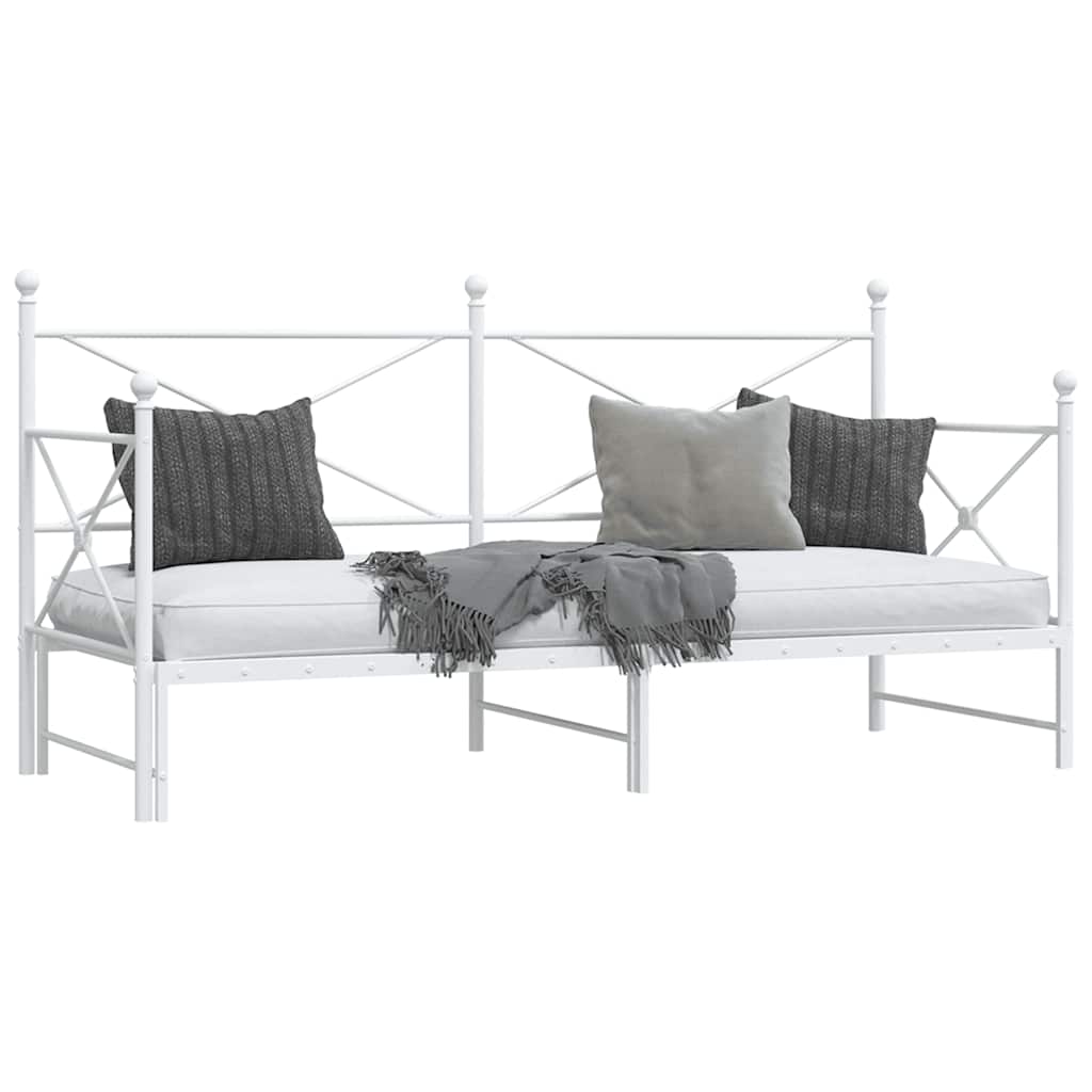 daybed med udtræk uden madras 90x190 cm stål hvid