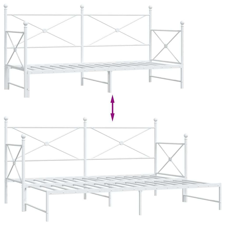 daybed med udtræk uden madras 90x190 cm stål hvid
