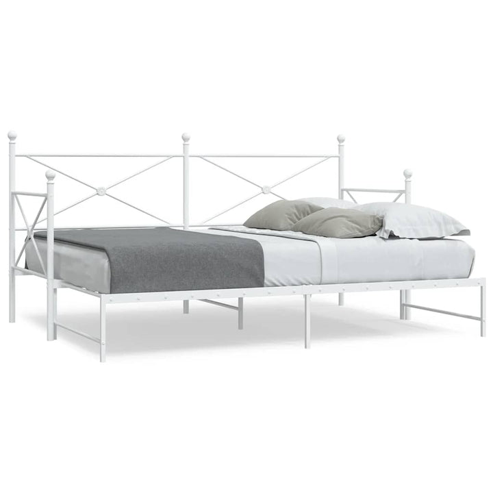 daybed med udtræk uden madras 90x200 cm stål hvid