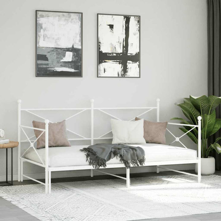 daybed med udtræk uden madras 100x190 cm stål hvid