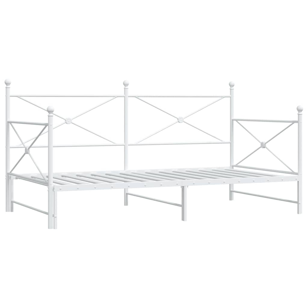 daybed med udtræk uden madras 107x203 cm stål hvid