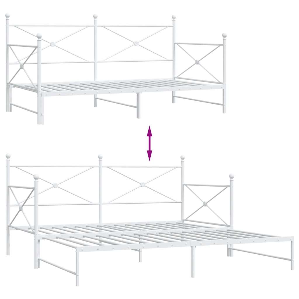 daybed med udtræk uden madras 107x203 cm stål hvid