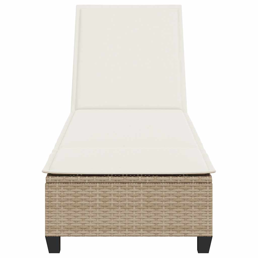 liggestol med hynder 55x200x25,5 cm polyrattan beige