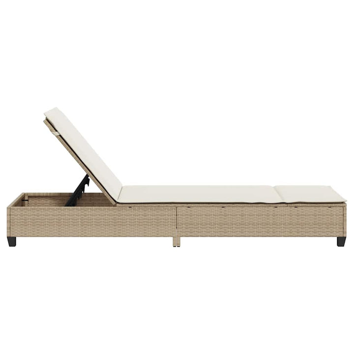 liggestol med hynder 55x200x25,5 cm polyrattan beige