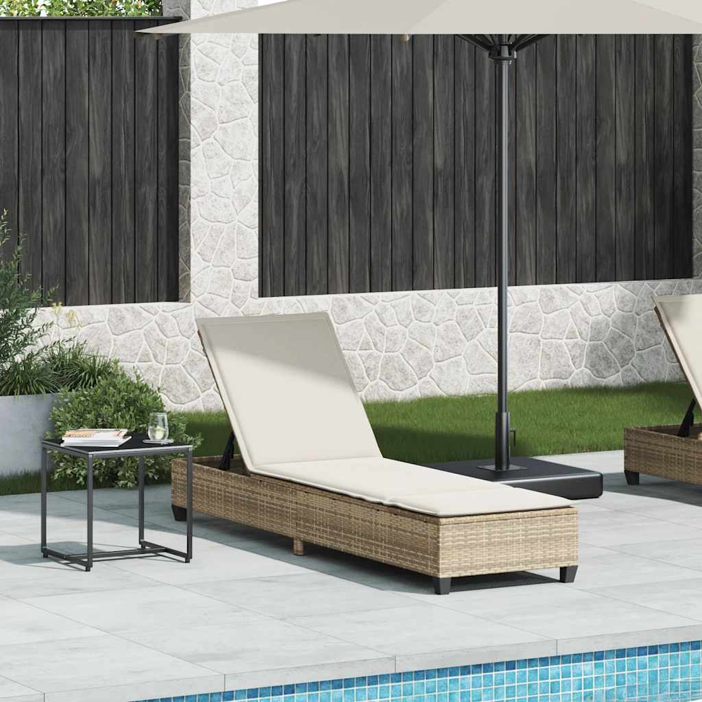 liggestol med hynder 55x200x25,5 cm polyrattan beige